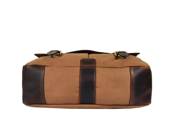 Prato Canvas Messenger Bag - Beige - Aaron Leather Goods