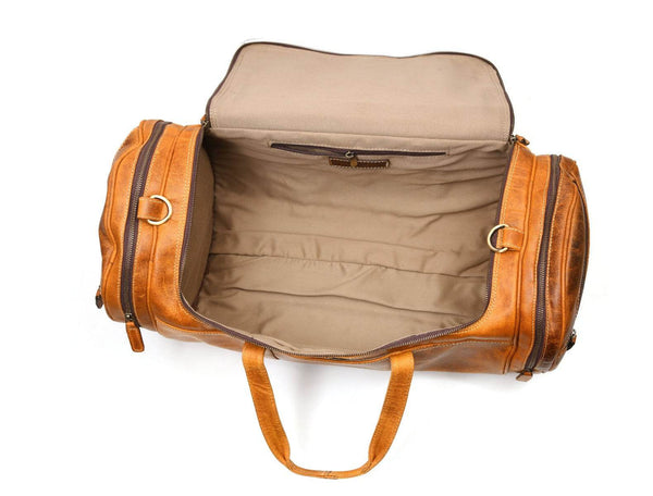 Cordoba Leather Barrel Bag - Tangerine - Aaron Leather Goods