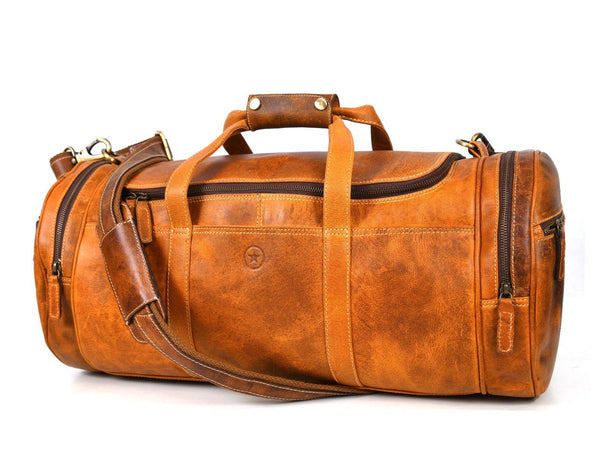 Cordoba Leather Barrel Bag - Tangerine - Aaron Leather Goods