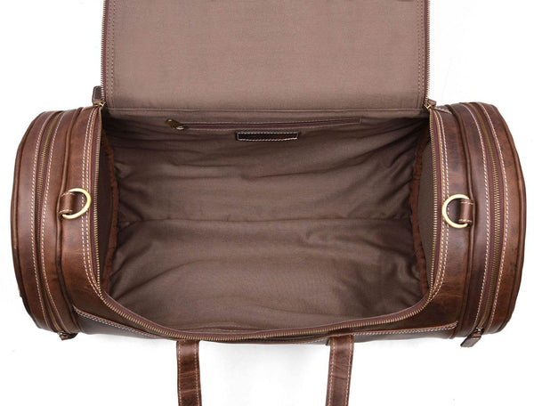 Cordoba Leather Barrel Bag - Brown - Aaron Leather Goods