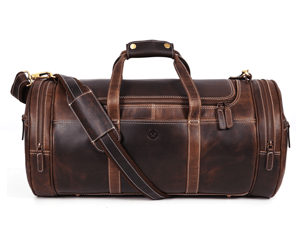 Cordoba Leather Barrel Bag - Brown - Aaron Leather Goods