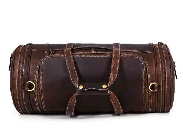 Cordoba Leather Barrel Bag - Brown - Aaron Leather Goods