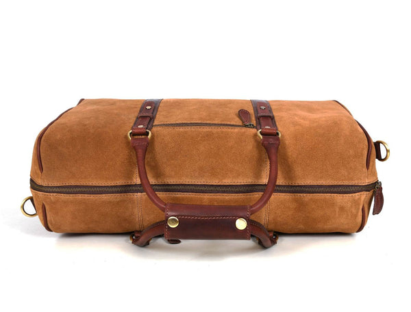 Pomona Leather Suede Weekender Bag - Brown - Aaron Leather Goods