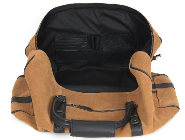 Vermont Leather Suede Weekender Bag - Brown - Aaron Leather Goods