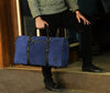 Pomona Leather Suede Weekender Bag - Blue - Aaron Leather Goods
