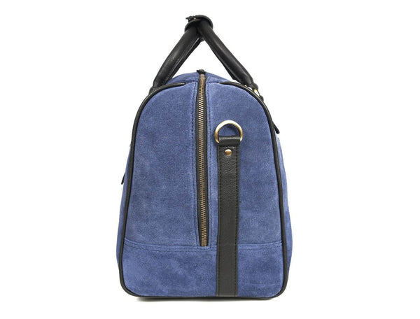 Pomona Leather Suede Weekender Bag - Blue - Aaron Leather Goods