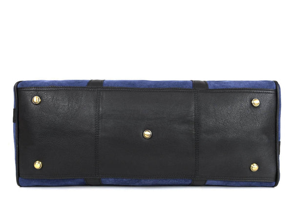 Pomona Leather Suede Weekender Bag - Blue - Aaron Leather Goods