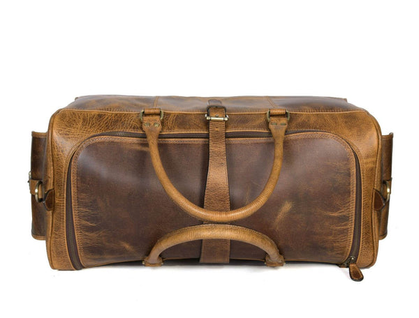 Acoma Leather Travel Bag - Caramel (TB - 20 ) - Aaron Leather Goods