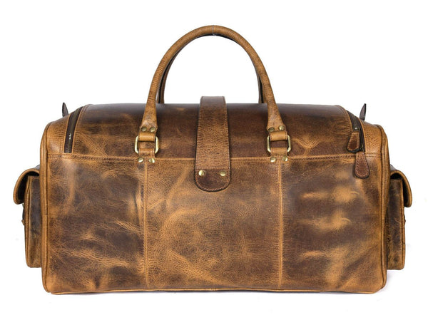 Acoma Leather Travel Bag - Caramel (TB - 20 ) - Aaron Leather Goods