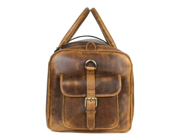 Acoma Leather Travel Bag - Caramel (TB-20 ) - Aaron Leather Goods