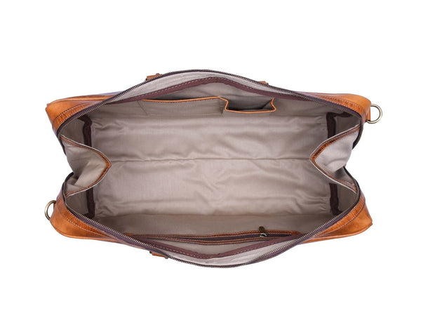 Algiers Leather Duffle Bag 18" - Caramel Brown - Aaron Leather Goods