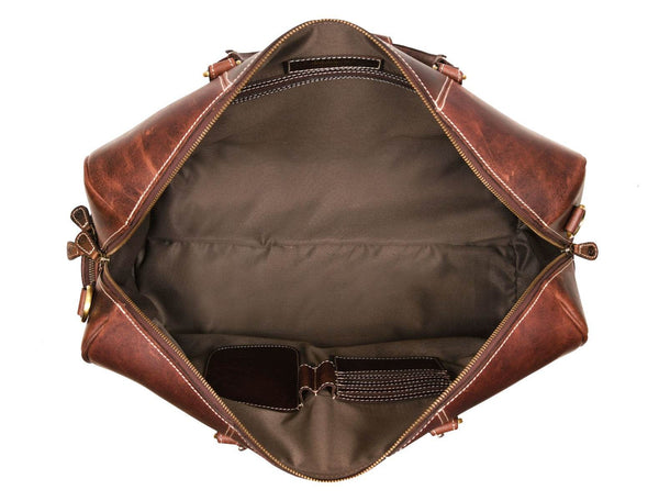 Taranto Leather Weekender Bag - Tan - Aaron Leather Goods