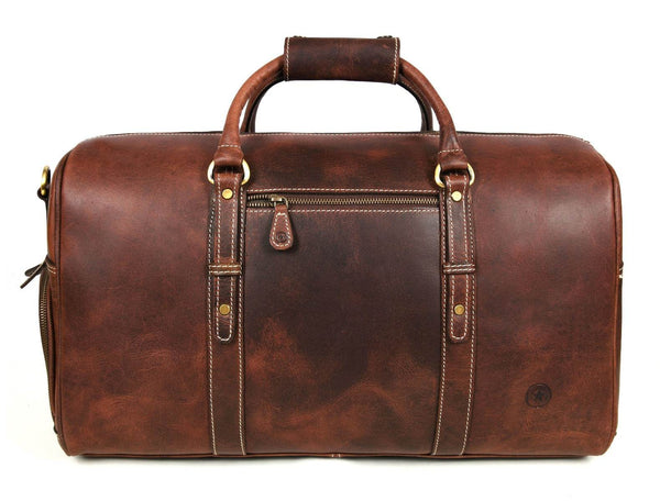 Taranto Leather Weekender Bag - Tan - Aaron Leather Goods