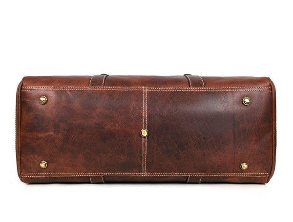 Taranto Leather Weekender Bag - Tan - Aaron Leather Goods