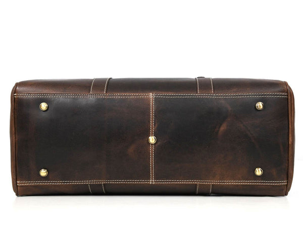 Austin Leather Overnight Bag with Wallet & Toiletry Bag Combo - Dark Brown - Aaron Leather Goods