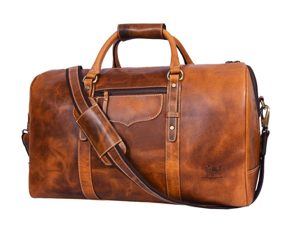 the Leather Weekender Bag Brown - Aaron Leather Goods