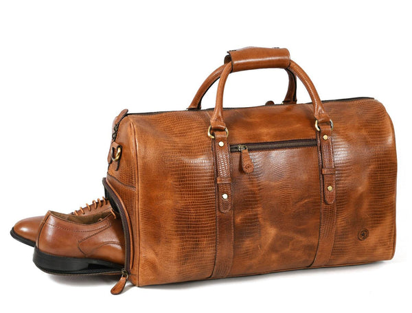 Austin Leather Overnight Bag - Cerulian - Aaron Leather Goods