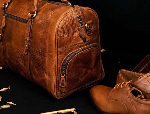 Austin Leather Overnight Bag - Cerulian - Aaron Leather Goods