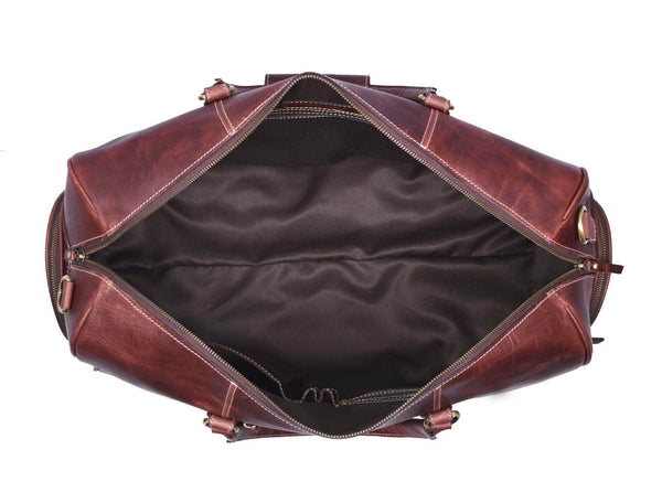 Arezzo Leather Overnight Bag - Walnut Brown - Aaron Leather Goods