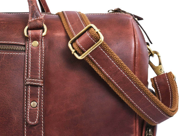 Arezzo Leather Overnight Bag - Walnut Brown - Aaron Leather Goods