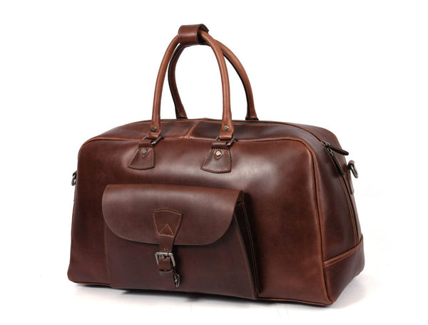 Bordeaux Leather Duffle Bag – Walnut Brown - Aaron Leather Goods