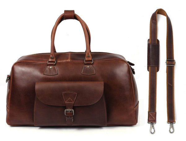Bordeaux Leather Duffle Bag – Walnut Brown - Aaron Leather Goods