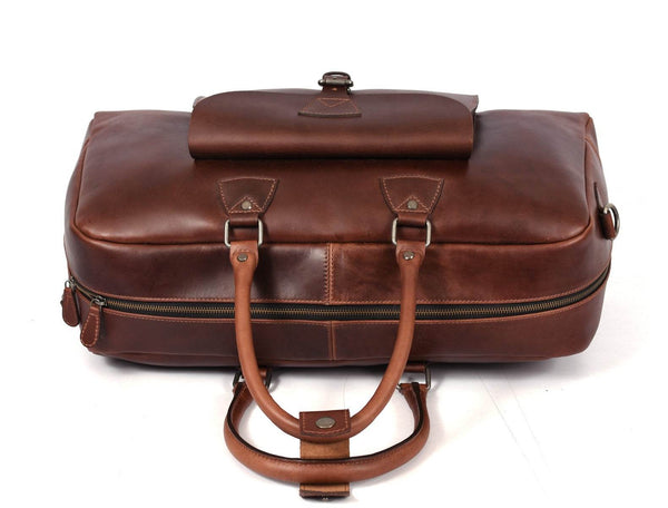 Bordeaux Leather Duffle Bag – Walnut Brown - Aaron Leather Goods