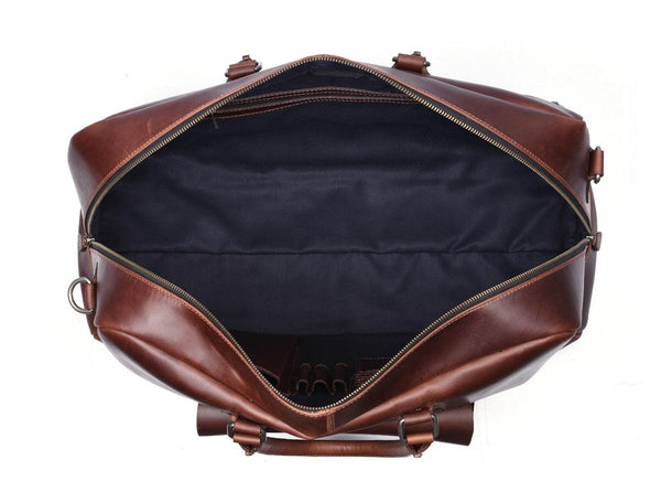 Bordeaux Leather Duffle Bag – Walnut Brown - Aaron Leather Goods
