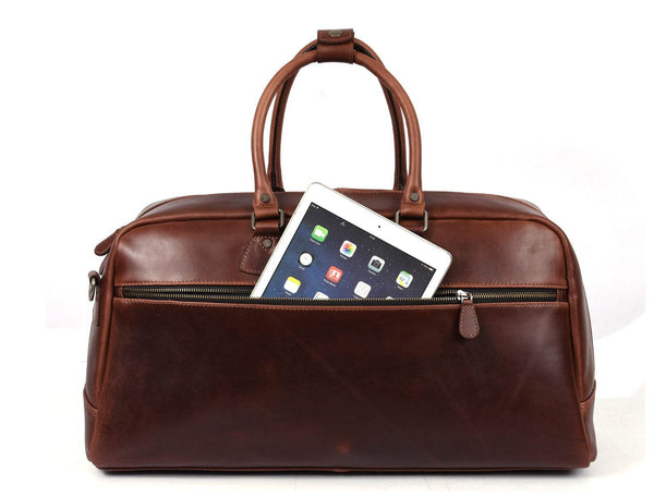 Bordeaux Leather Duffle Bag – Walnut Brown - Aaron Leather Goods