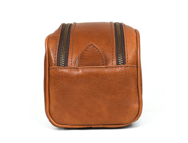 Omaha Leather Toiletry Bag - Tawny Brown - Aaron Leather Goods