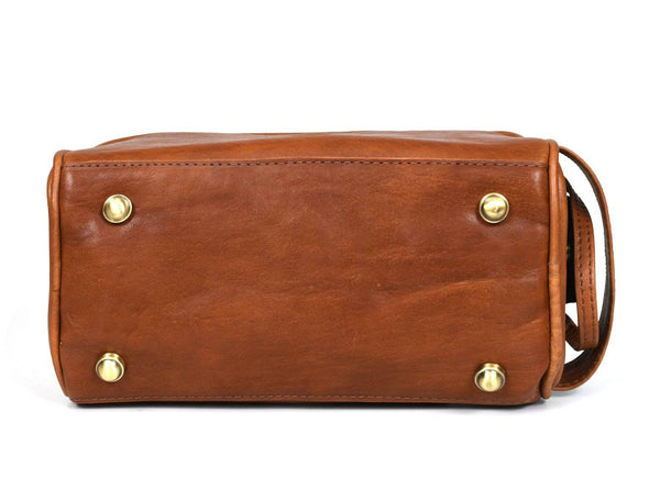 Omaha Leather Toiletry Bag - Tawny Brown - Aaron Leather Goods
