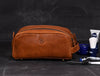 Omaha Leather Toiletry Bag - Tawny Brown - Aaron Leather Goods