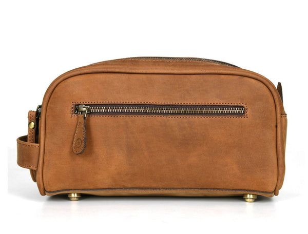 Omaha Leather Toiletry Bag - Tortilla Brown - Aaron Leather Goods