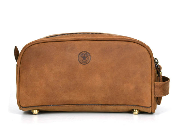 Omaha Leather Toiletry Bag - Tortilla Brown - Aaron Leather Goods
