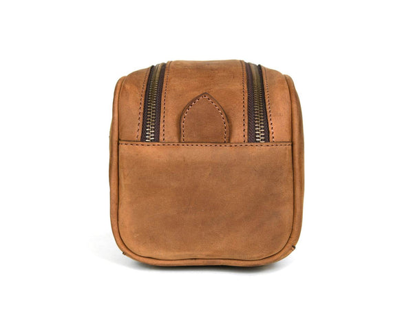 Omaha Leather Toiletry Bag - Tortilla Brown - Aaron Leather Goods