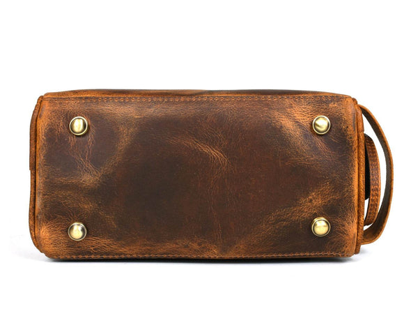Omaha Leather Toiletry Bag - Penny Brown - Aaron Leather Goods