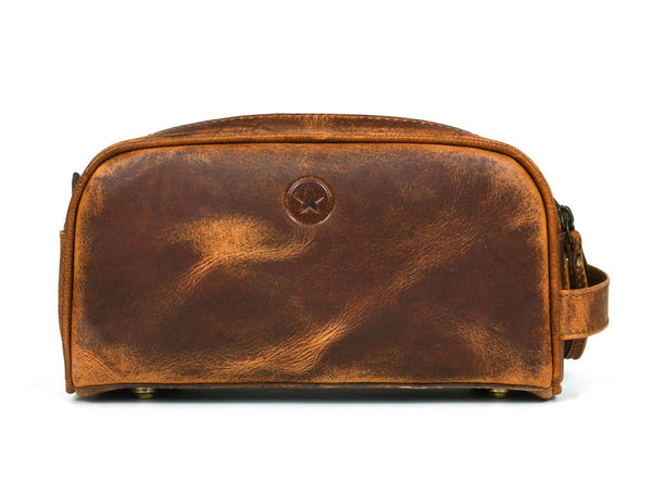 Omaha Leather Toiletry Bag - Penny Brown - Aaron Leather Goods