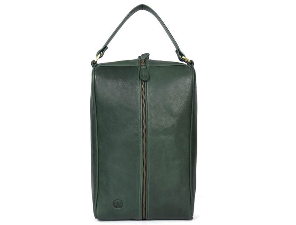 Andalusia Leather Shoe Bag - Green - Aaron Leather Goods