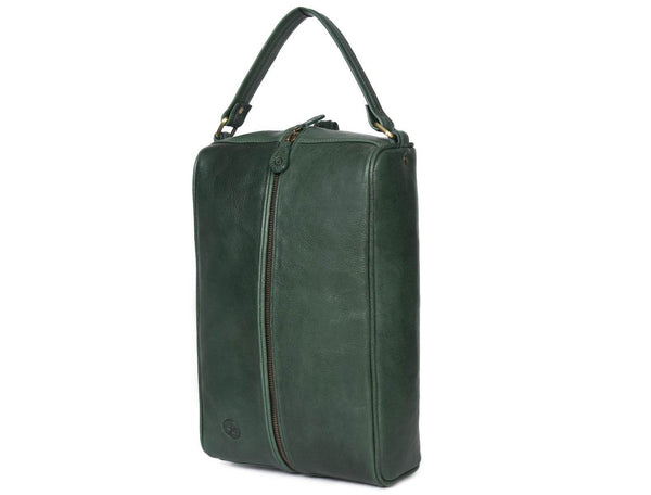 Andalusia Leather Shoe Bag - Green - Aaron Leather Goods