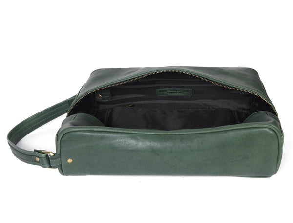 Andalusia Leather Shoe Bag - Green - Aaron Leather Goods