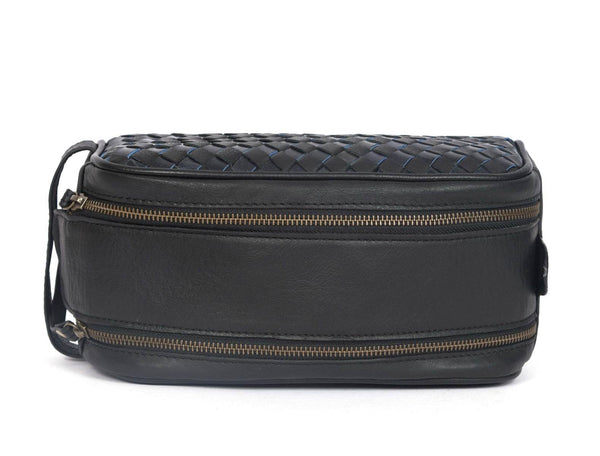 Dallas Upcycled Leather Toiletry Bag - Black - Aaron Leather Goods