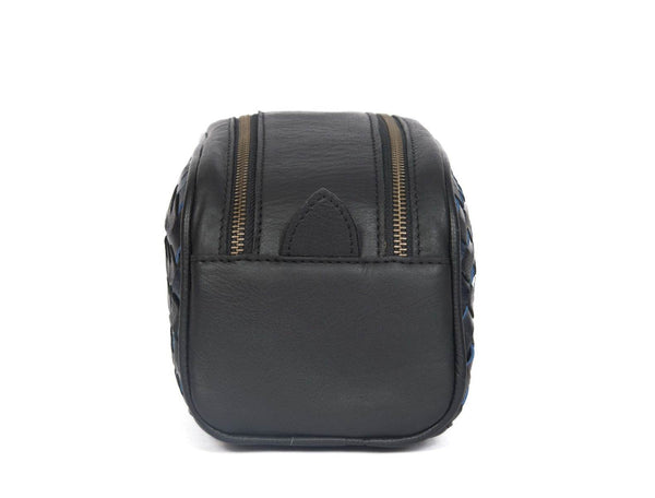 Dallas Upcycled Leather Toiletry Bag - Black - Aaron Leather Goods