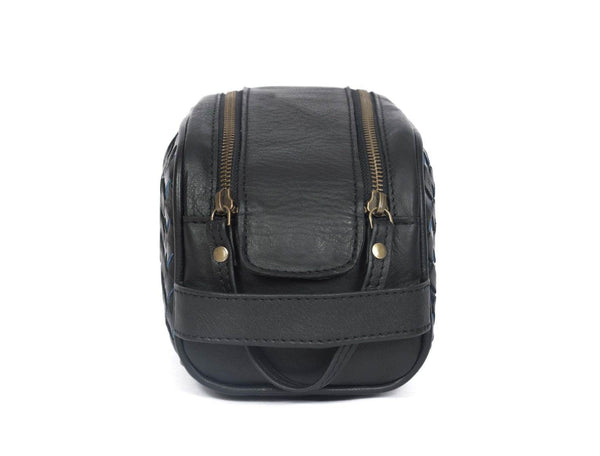Dallas Upcycled Leather Toiletry Bag - Black - Aaron Leather Goods