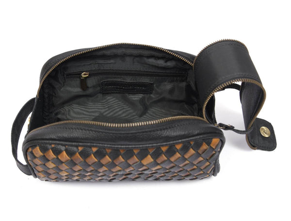 Dallas Upcycled Leather Toiletry Bag - Aaron Leather Goods