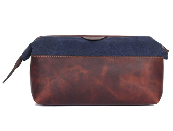Rogue Leather Canvas Washbag - Aaron Leather Goods