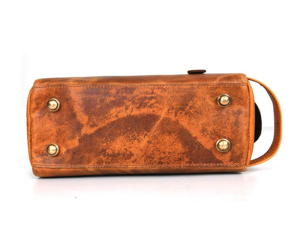 Arousa Leather Toiletry Bag - Caramel Brown - Aaron Leather Goods