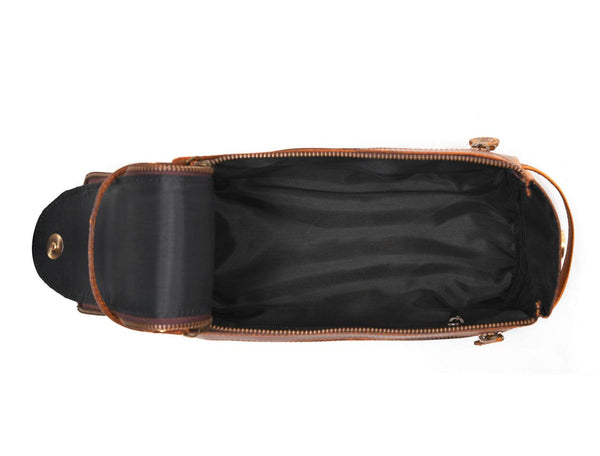 Arousa Leather Toiletry Bag - Caramel Brown - Aaron Leather Goods