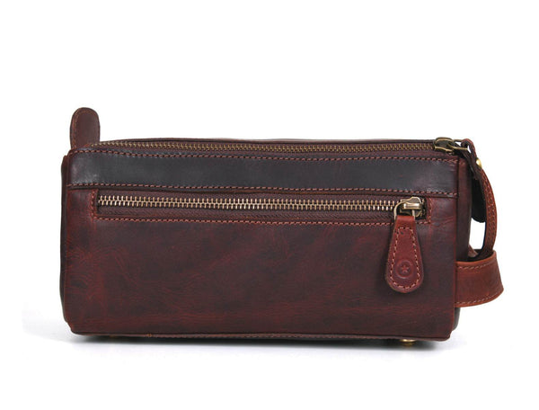 Arousa Leather Toiletry Bag - Walnut Brown - Aaron Leather Goods