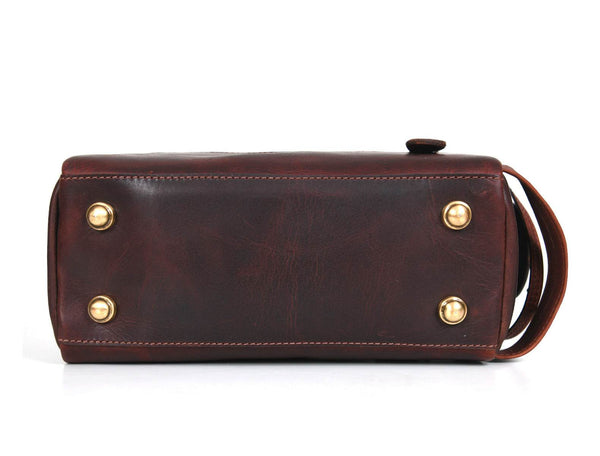 Arousa Leather Toiletry Bag - Walnut Brown - Aaron Leather Goods
