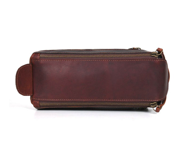 Arousa Leather Toiletry Bag - Walnut Brown - Aaron Leather Goods